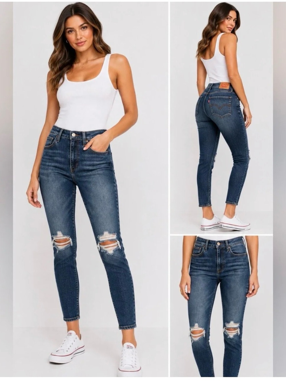 NWT Levi’s 721 High Rise Skinny Ankle Distressed Jeans Size 26